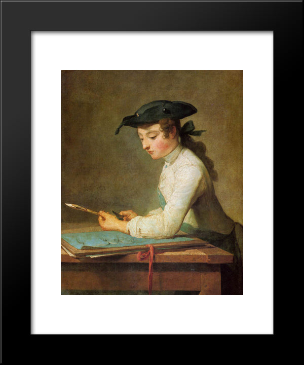 Draughtsman 20x24 Black Modern Wood Framed Art Print Poster by Chardin, Jean Baptiste Simeon