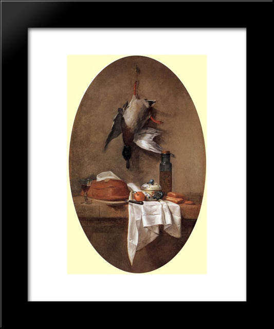 Duck With An Olive Jar 20x24 Black Modern Wood Framed Art Print Poster by Chardin, Jean Baptiste Simeon