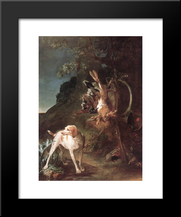 Game Still Life With Hunting Dog 20x24 Black Modern Wood Framed Art Print Poster by Chardin, Jean Baptiste Simeon