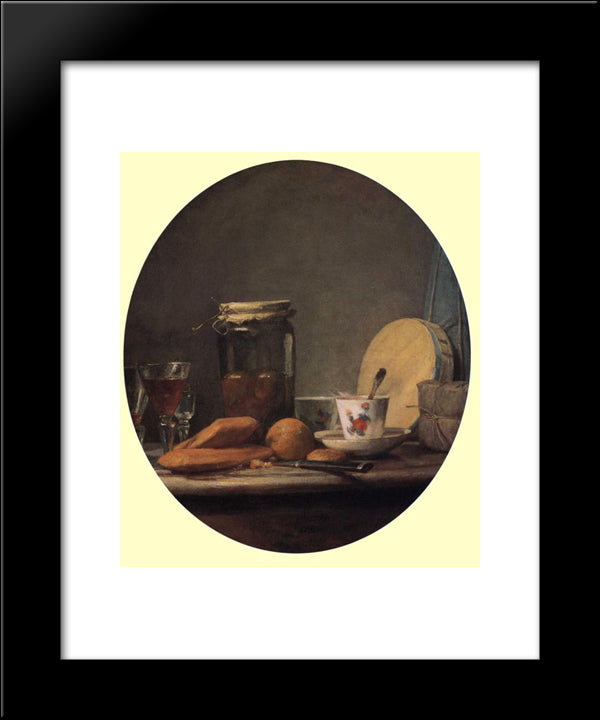 Jar Of Apricots 20x24 Black Modern Wood Framed Art Print Poster by Chardin, Jean Baptiste Simeon