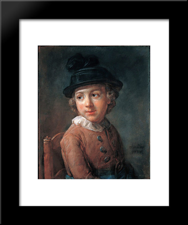 Portrait Of A Child 20x24 Black Modern Wood Framed Art Print Poster by Chardin, Jean Baptiste Simeon