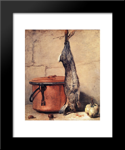 Rabbit And Copper Pot 20x24 Black Modern Wood Framed Art Print Poster by Chardin, Jean Baptiste Simeon