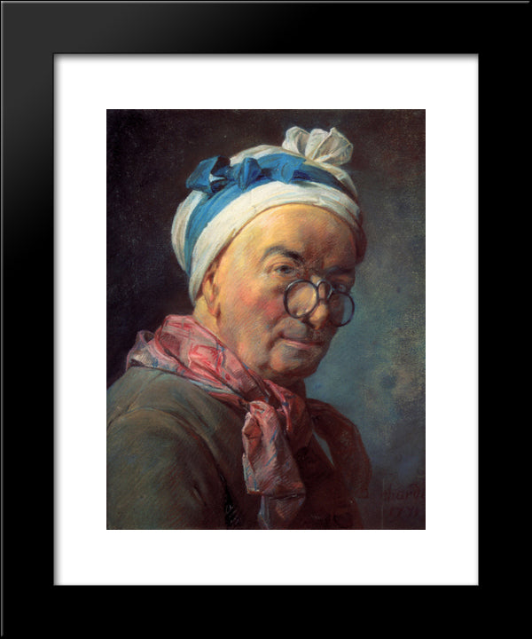 Self-Portrait With Spectacles 20x24 Black Modern Wood Framed Art Print Poster by Chardin, Jean Baptiste Simeon