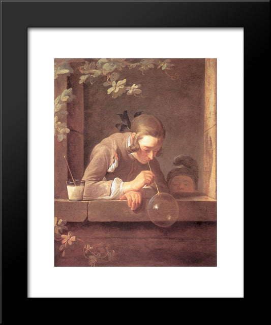 Soap Bubbles 20x24 Black Modern Wood Framed Art Print Poster by Chardin, Jean Baptiste Simeon