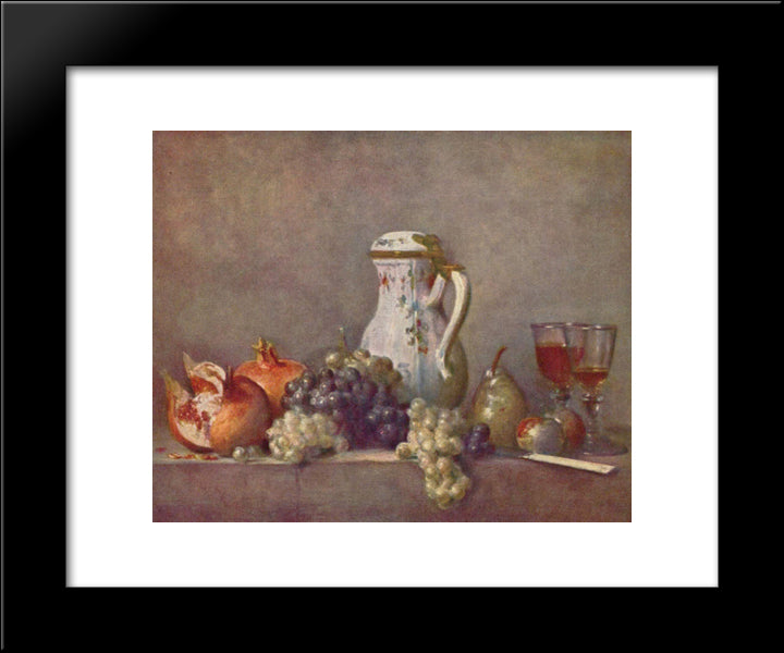 Still Life With Porcelain Teapot 20x24 Black Modern Wood Framed Art Print Poster by Chardin, Jean Baptiste Simeon