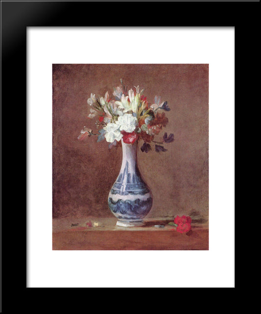 Still Life, Flowers In A Vase 20x24 Black Modern Wood Framed Art Print Poster by Chardin, Jean Baptiste Simeon