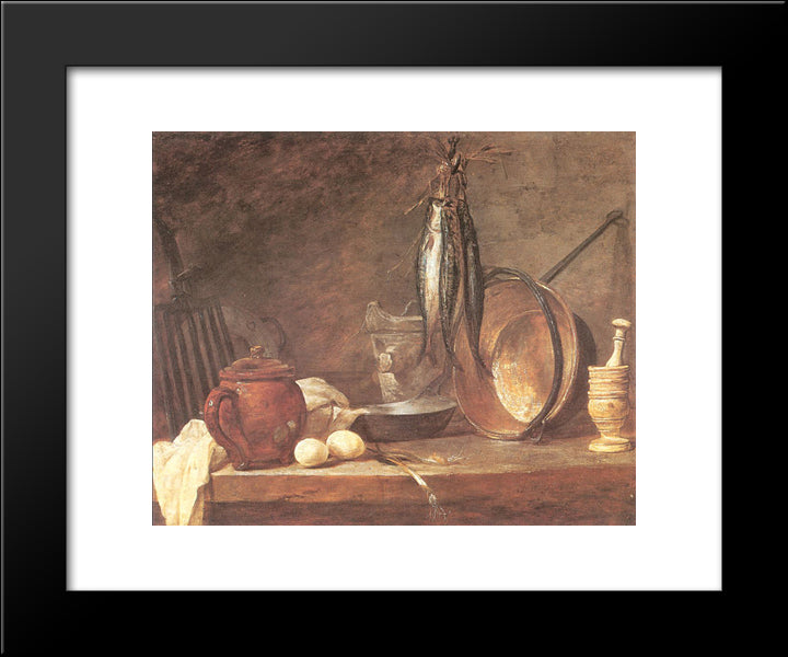 Still Life Fast Day Menu 20x24 Black Modern Wood Framed Art Print Poster by Chardin, Jean Baptiste Simeon