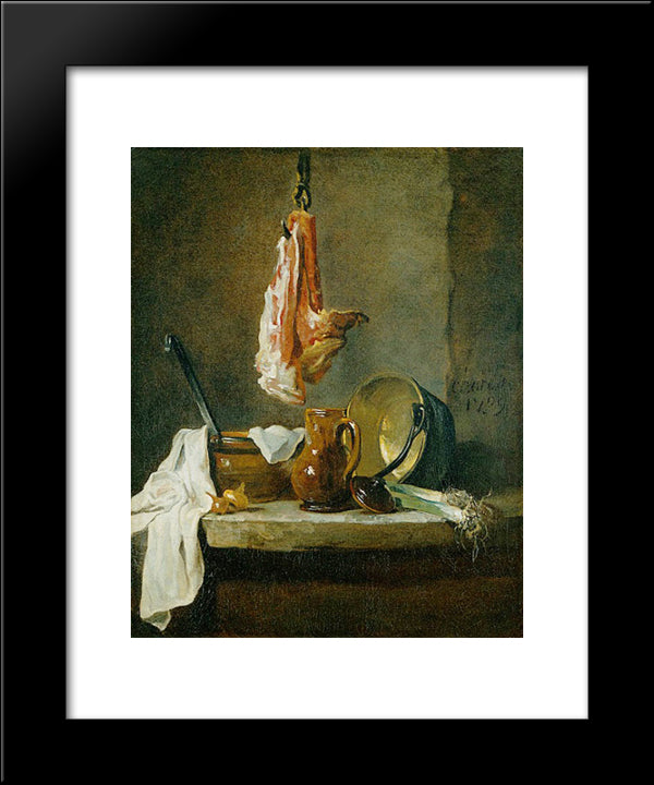 Still Life With A Rib Of Beef 20x24 Black Modern Wood Framed Art Print Poster by Chardin, Jean Baptiste Simeon