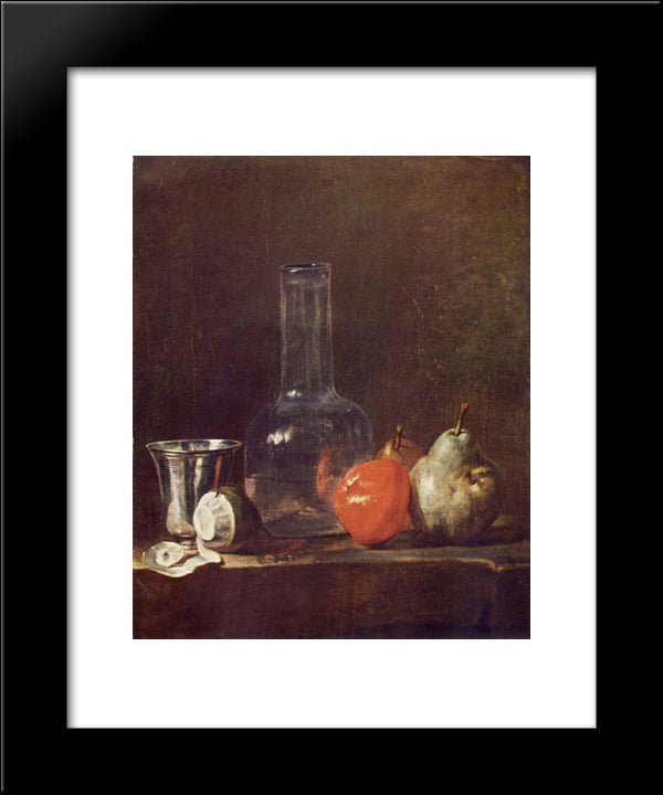 Still Life With Glass Flask And Fruit 20x24 Black Modern Wood Framed Art Print Poster by Chardin, Jean Baptiste Simeon