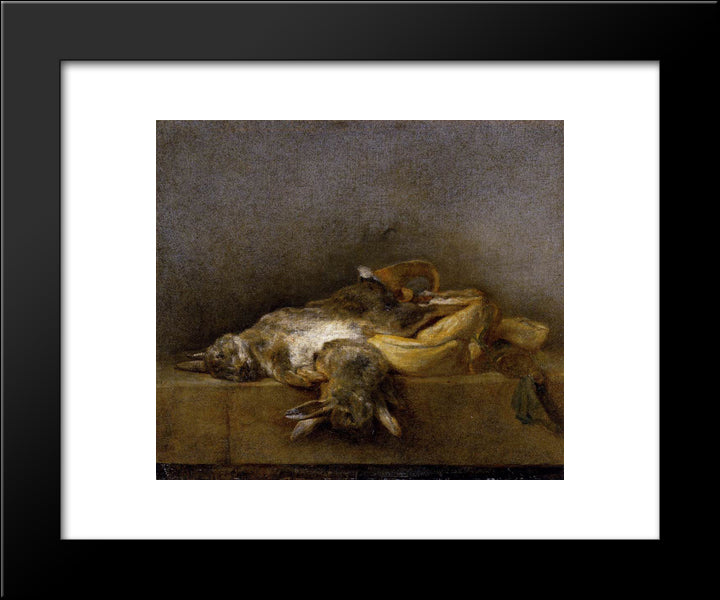 Still Life With Two Rabbits 20x24 Black Modern Wood Framed Art Print Poster by Chardin, Jean Baptiste Simeon