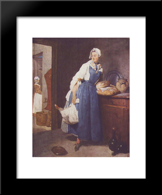 The Besorgerin 20x24 Black Modern Wood Framed Art Print Poster by Chardin, Jean Baptiste Simeon