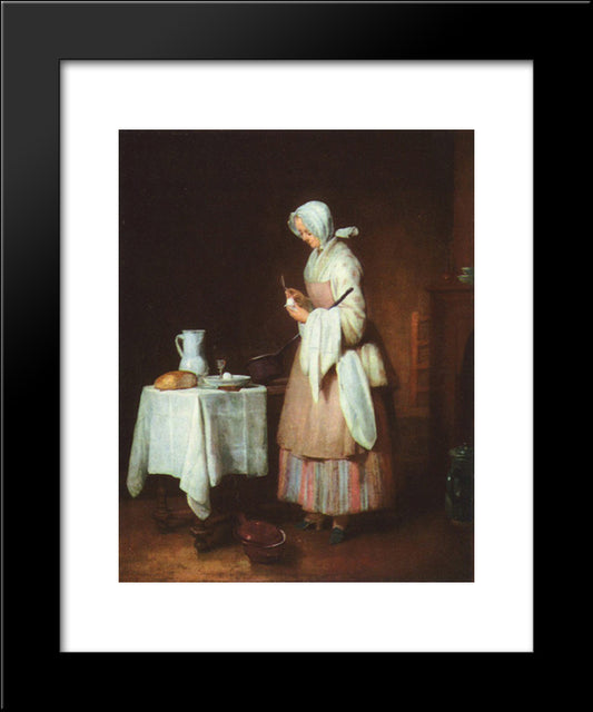 The Attentive Nurse 20x24 Black Modern Wood Framed Art Print Poster by Chardin, Jean Baptiste Simeon