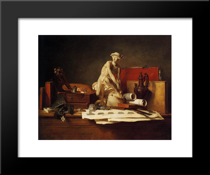 The Attributes Of Art 20x24 Black Modern Wood Framed Art Print Poster by Chardin, Jean Baptiste Simeon