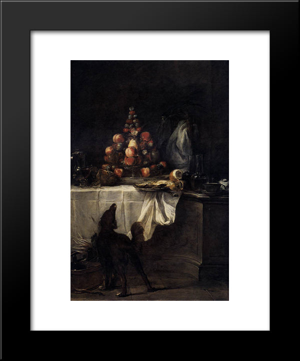 The Buffet 20x24 Black Modern Wood Framed Art Print Poster by Chardin, Jean Baptiste Simeon