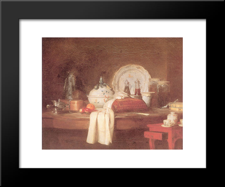 The Butler S Table 20x24 Black Modern Wood Framed Art Print Poster by Chardin, Jean Baptiste Simeon