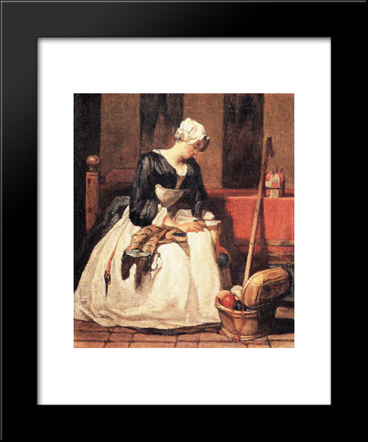 The Embroiderer 20x24 Black Modern Wood Framed Art Print Poster by Chardin, Jean Baptiste Simeon