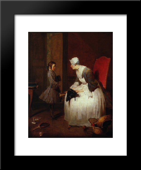 The Governess 20x24 Black Modern Wood Framed Art Print Poster by Chardin, Jean Baptiste Simeon