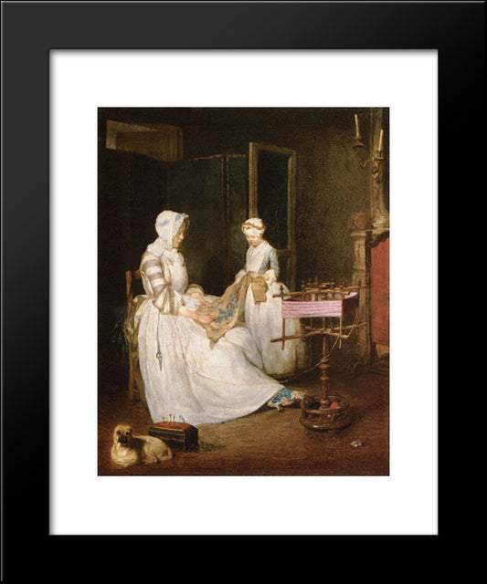 The Hard Working Mother 20x24 Black Modern Wood Framed Art Print Poster by Chardin, Jean Baptiste Simeon