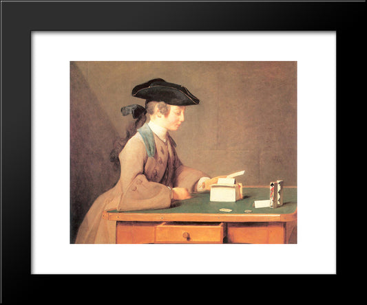 The House Of Cards 20x24 Black Modern Wood Framed Art Print Poster by Chardin, Jean Baptiste Simeon