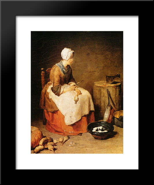 The Kitchen Maid 20x24 Black Modern Wood Framed Art Print Poster by Chardin, Jean Baptiste Simeon