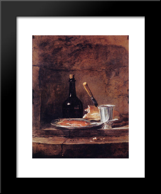 The Left Overs Of A Lunch, Also Called The Silver Goblet 20x24 Black Modern Wood Framed Art Print Poster by Chardin, Jean Baptiste Simeon