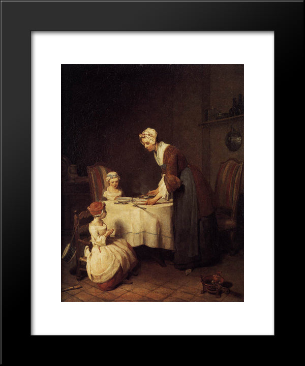 The Prayer Before Meal 20x24 Black Modern Wood Framed Art Print Poster by Chardin, Jean Baptiste Simeon