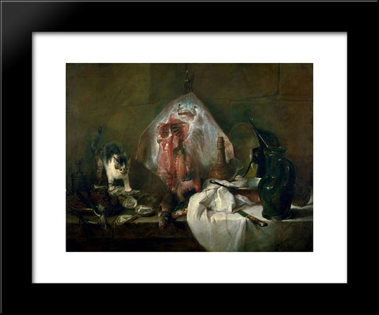 The Ray Or, The Kitchen Interior 20x24 Black Modern Wood Framed Art Print Poster by Chardin, Jean Baptiste Simeon