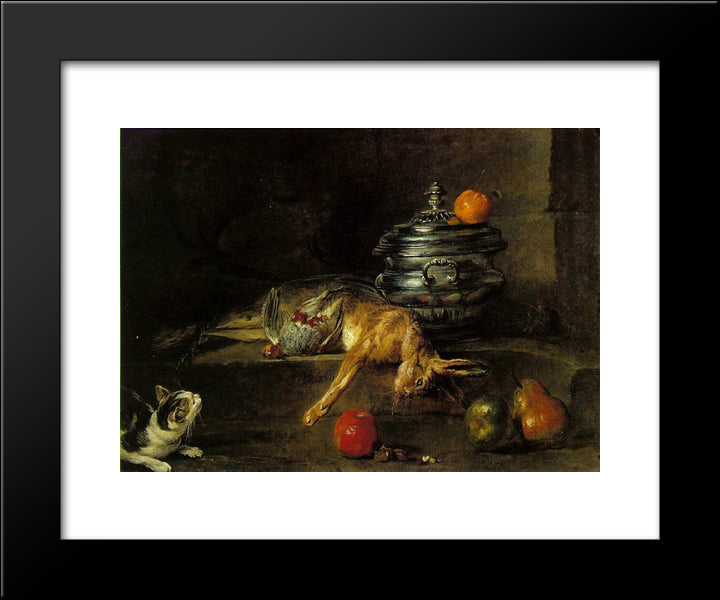 The Silver Tureen 20x24 Black Modern Wood Framed Art Print Poster by Chardin, Jean Baptiste Simeon