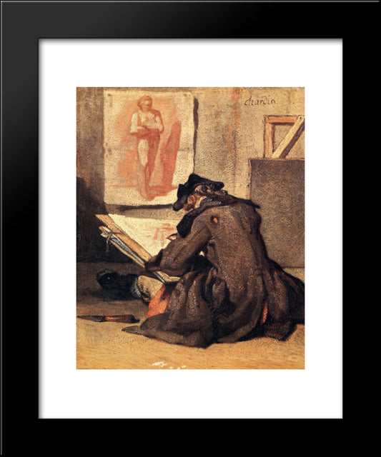 Young Draughtsman Copying An Academy Study 20x24 Black Modern Wood Framed Art Print Poster by Chardin, Jean Baptiste Simeon