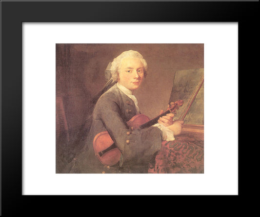 Young Man With A Violin (Portrait Of Charles Theodose Godefroy) 20x24 Black Modern Wood Framed Art Print Poster by Chardin, Jean Baptiste Simeon