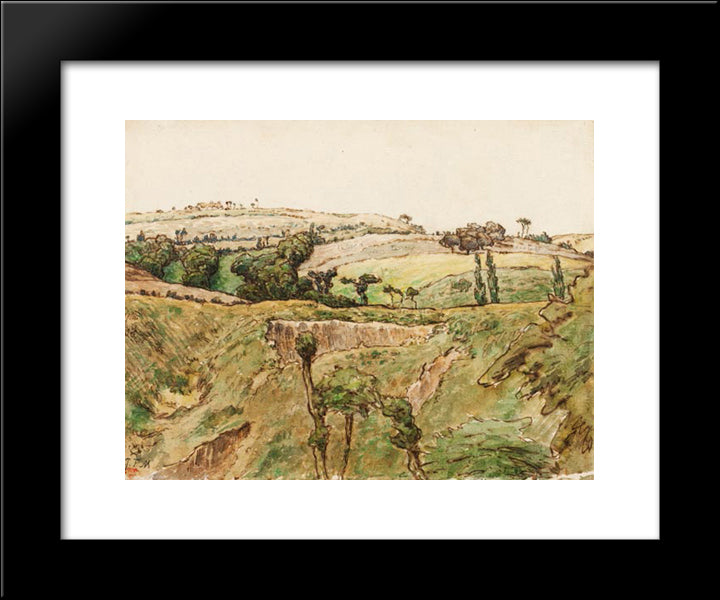 A Hilly Landscape 20x24 Black Modern Wood Framed Art Print Poster by Millet, Jean Francois