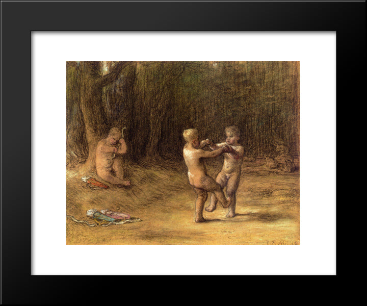 Amour'S Dance 20x24 Black Modern Wood Framed Art Print Poster by Millet, Jean Francois