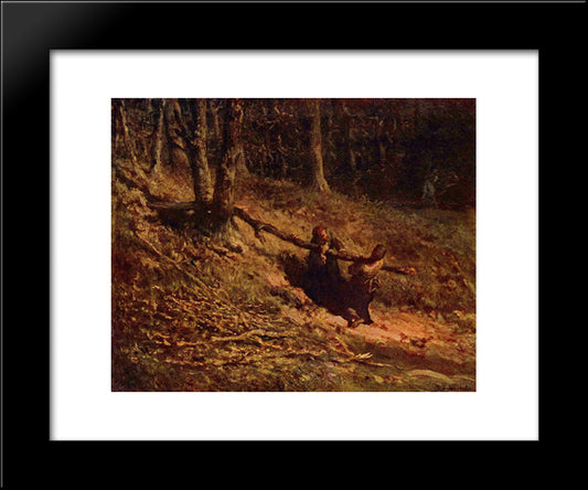 Brushwood Collectors 20x24 Black Modern Wood Framed Art Print Poster by Millet, Jean Francois