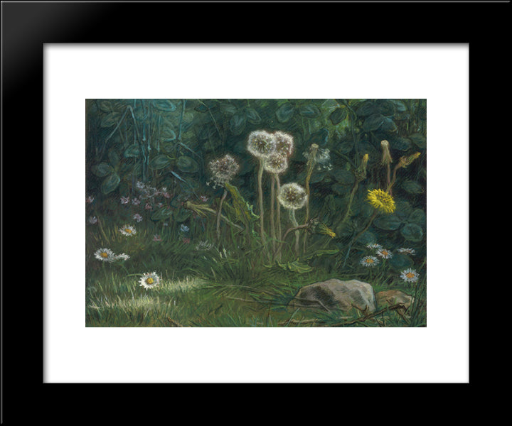 Dandelions 20x24 Black Modern Wood Framed Art Print Poster by Millet, Jean Francois