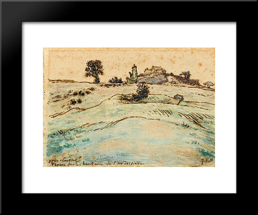 Farm On The Hills Of The Ardoisiere Near Cusset 20x24 Black Modern Wood Framed Art Print Poster by Millet, Jean Francois