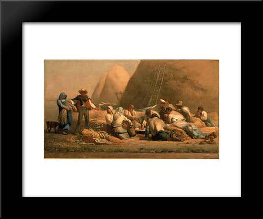 Harvesters Resting 20x24 Black Modern Wood Framed Art Print Poster by Millet, Jean Francois