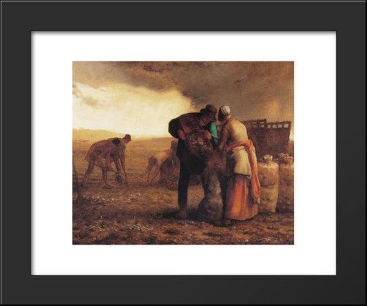 Harvesting Potatoes 20x24 Black Modern Wood Framed Art Print Poster by Millet, Jean Francois