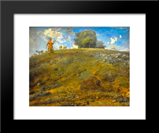 In The Auvergne 20x24 Black Modern Wood Framed Art Print Poster by Millet, Jean Francois