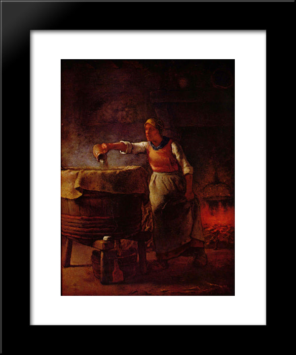 Laundress 20x24 Black Modern Wood Framed Art Print Poster by Millet, Jean Francois