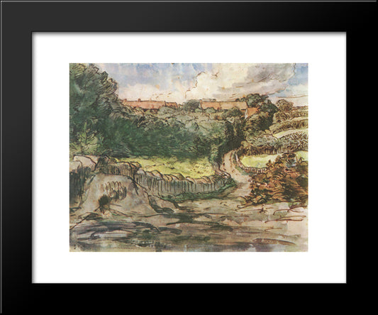 Manor Farm Cousin In Greville 20x24 Black Modern Wood Framed Art Print Poster by Millet, Jean Francois