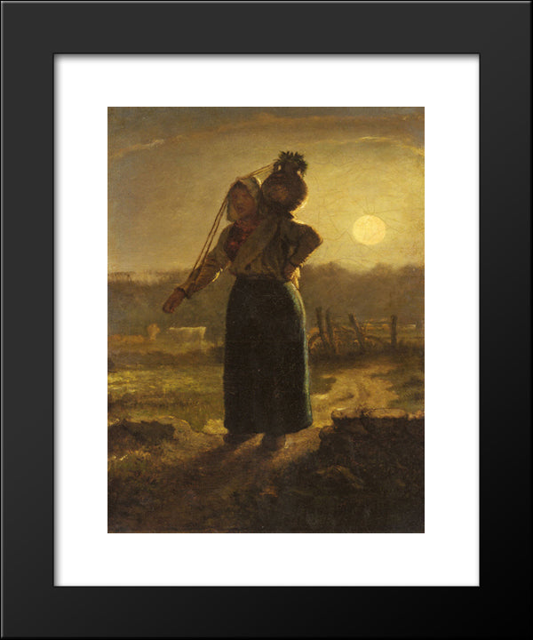 Norman Milkmaid 20x24 Black Modern Wood Framed Art Print Poster by Millet, Jean Francois