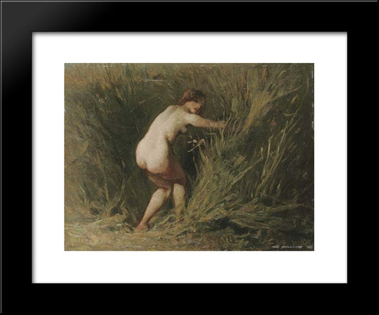 Nymph In The Reeds 20x24 Black Modern Wood Framed Art Print Poster by Millet, Jean Francois