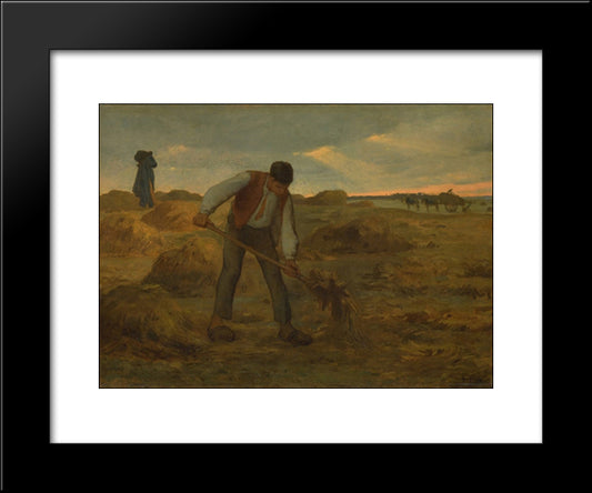 Peasand Spreading Manure 20x24 Black Modern Wood Framed Art Print Poster by Millet, Jean Francois