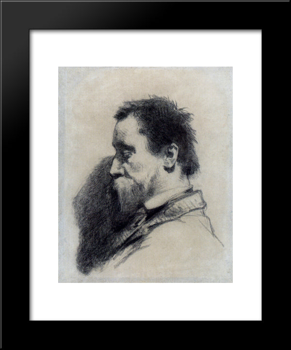 Portrait Of A Man, Said To Be Leopold Desbrosses 20x24 Black Modern Wood Framed Art Print Poster by Millet, Jean Francois