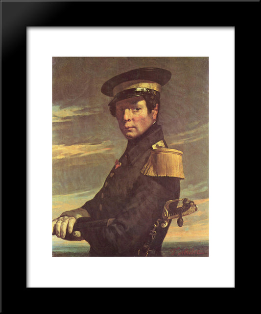 Portrait Of A Naval Officer 20x24 Black Modern Wood Framed Art Print Poster by Millet, Jean Francois