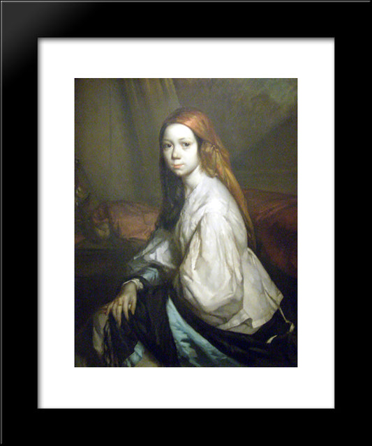 Portrait Of Pauline Ono 20x24 Black Modern Wood Framed Art Print Poster by Millet, Jean Francois