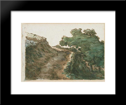 Road From Malavaux, Near Cusset 20x24 Black Modern Wood Framed Art Print Poster by Millet, Jean Francois