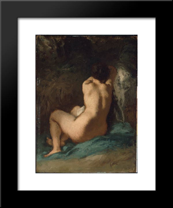 Seated Nude 20x24 Black Modern Wood Framed Art Print Poster by Millet, Jean Francois