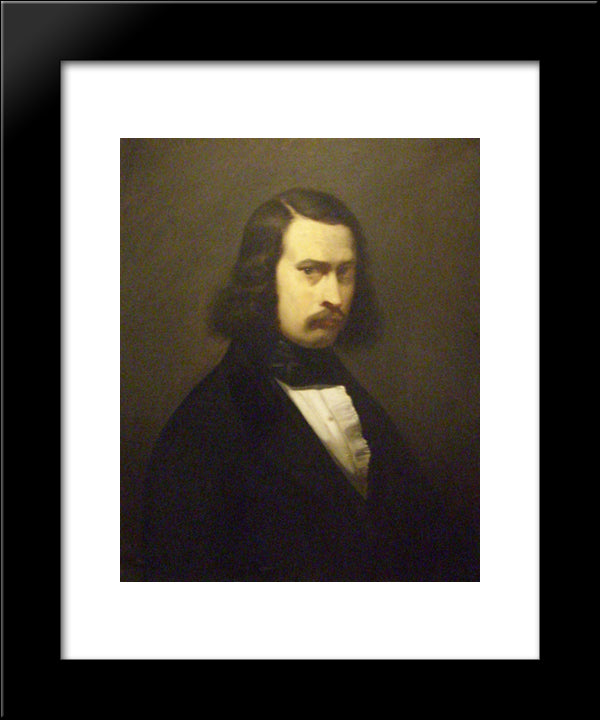 Self-Portrait 20x24 Black Modern Wood Framed Art Print Poster by Millet, Jean Francois