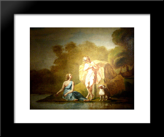 Shepherds Of Arcadia 20x24 Black Modern Wood Framed Art Print Poster by Millet, Jean Francois